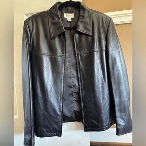 Talbots Classic Black Leather Jacket